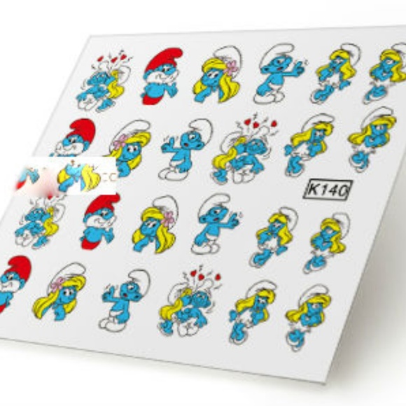 Smurfs Papa Smurfette -Nail Art Decal k140 - Picture 2 of 2